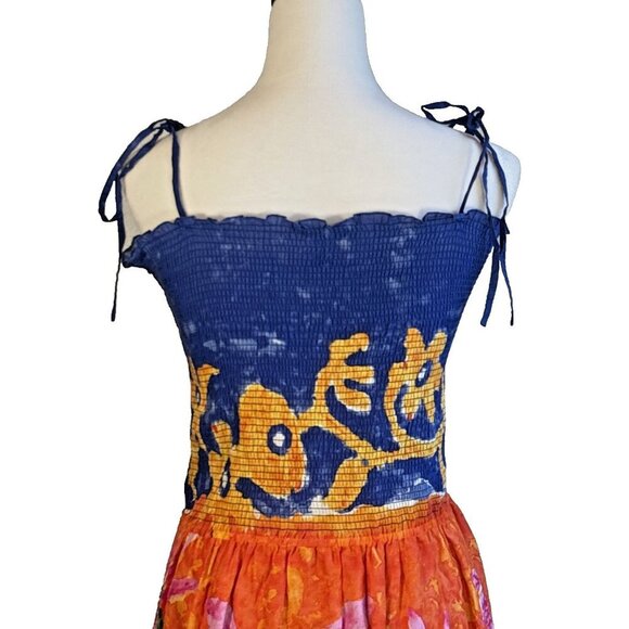 LAUREN RALPH LAUREN Maxi Dress Tiered Tie-Shoulder Tropical Print Ruched Tube SP - Picture 5 of 13